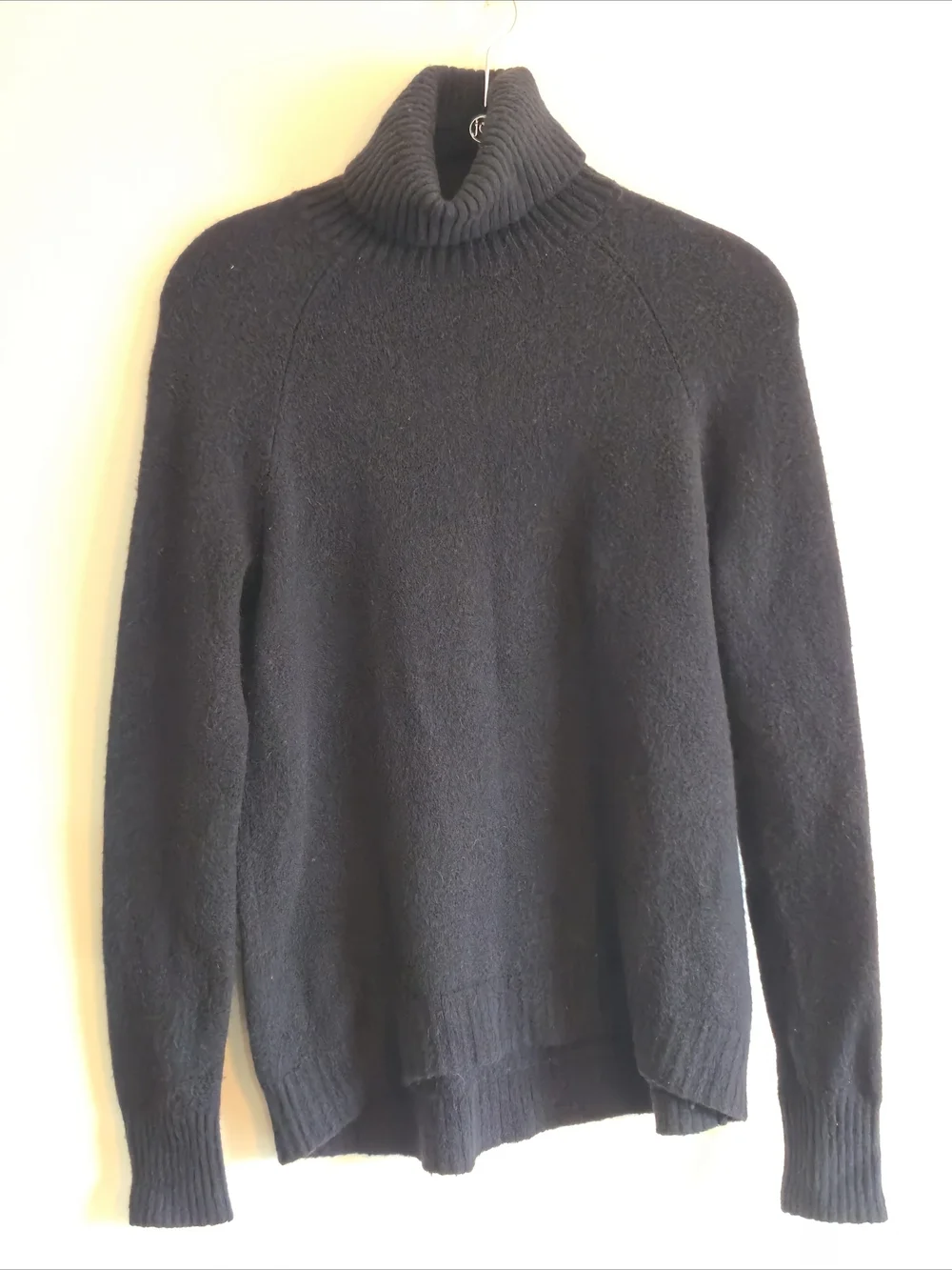 J.Crew Women's Cashmere Black Turtleneck Sweater Classic Ribbed Neck